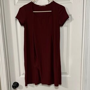 Pink Rose 
Burgundy Short Sleeve Dress